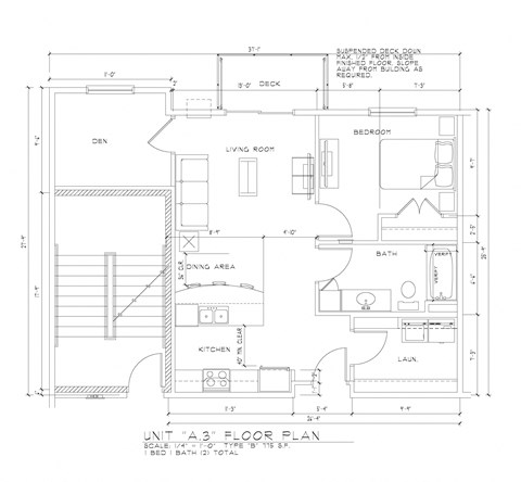 Floor plan for 1 bed, 1 bath, 775 sqft